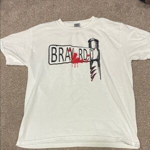 Gildan White Short-Sleeve Tee with Red & Black Graphic